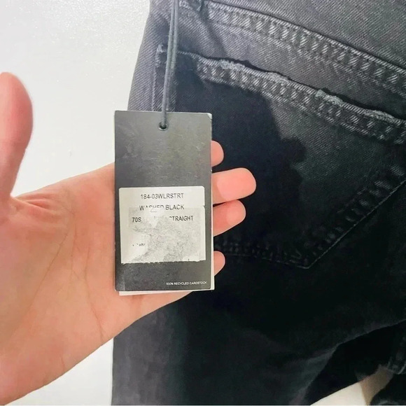 NWT Re/Done 70s Low Rise Straight Leg Jeans Washed Black Denim - Picture 8 of 9